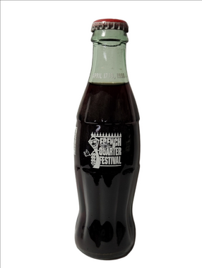 Coca-Cola 1998 French Quarter Festival Bottle with Red Cap and Pale Green Neck